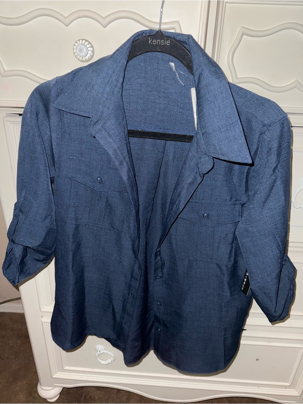 Women’s Navy Button-Up Shirt Jacket